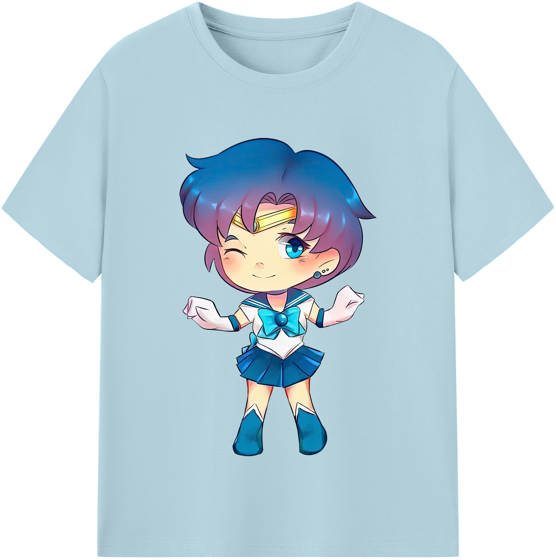 （画像用） 美少女戦士セーラームーン 水野 亜美 みずの あみ Sailor Moon Mizuno Ami 綿100％半袖Tシャツ（フロントプリント）
